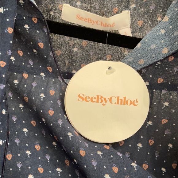 See by Chloe Tie Neck Ruffle Hem Blouse - Picture 6 of 6